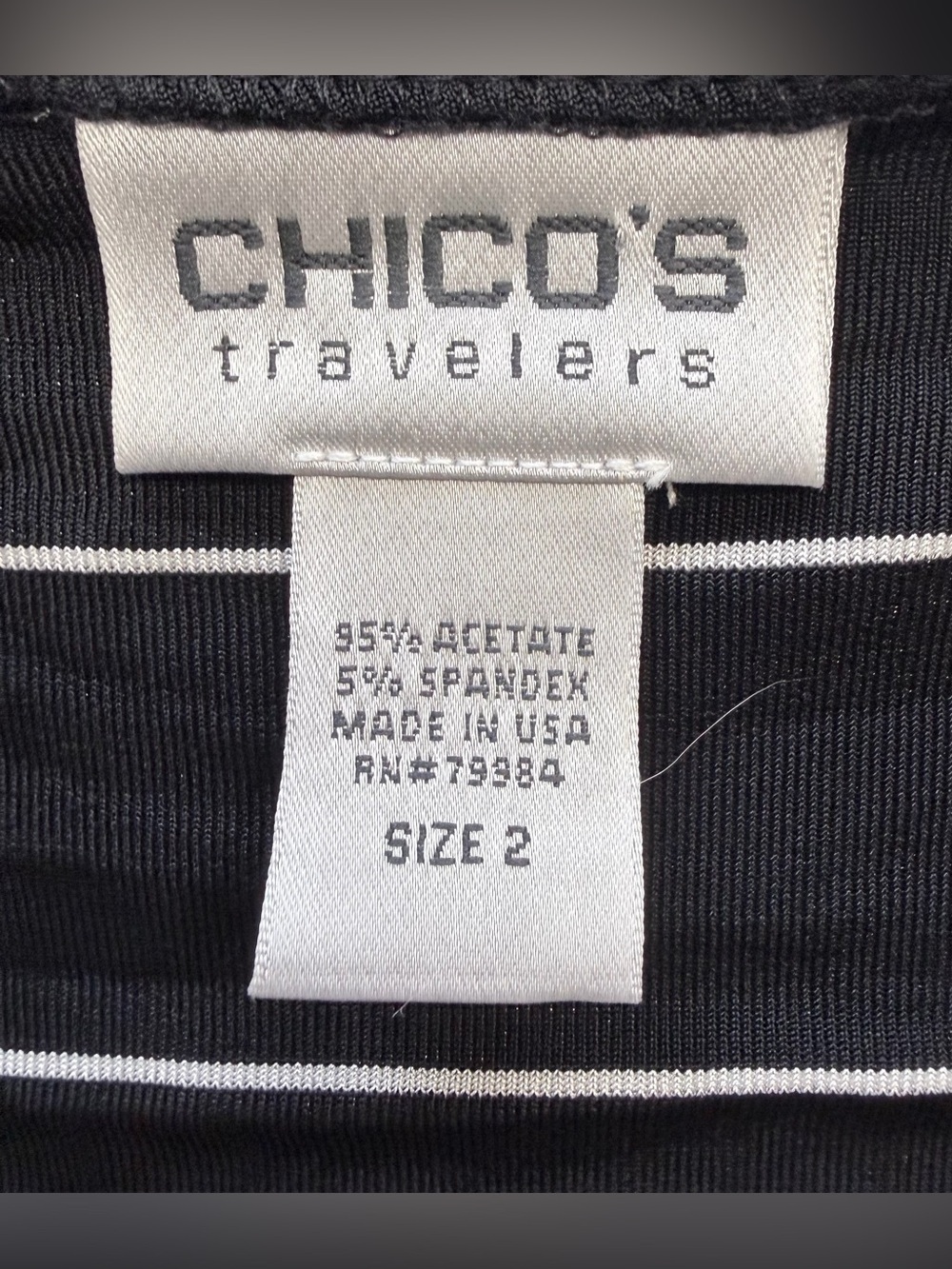 Chico's Travelers Collection Striped 3/4 Sleeve Top Size 2/Large - Picture 3 of 6